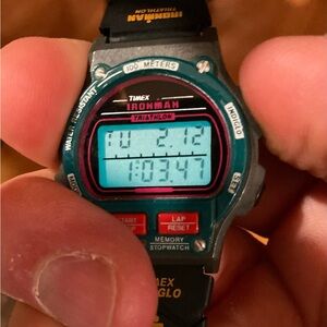 RARE Timex Ironman Triathlon Ladies/Womens/Unisex Watch Red/Teal Indiglo Vintage